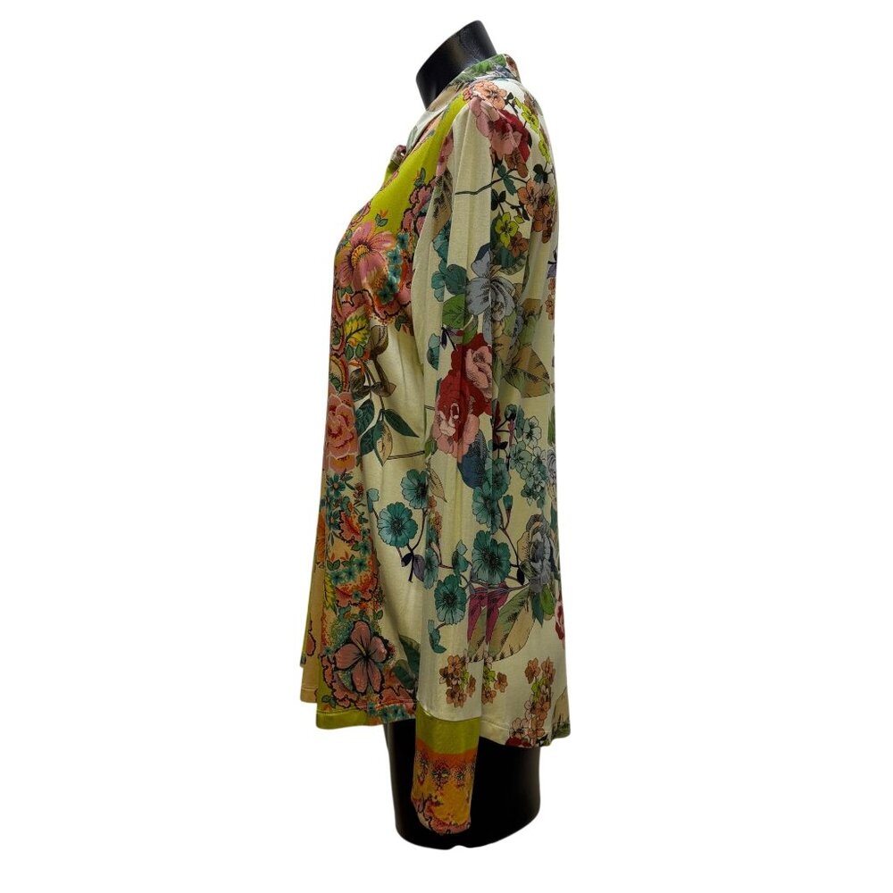 NWT Johnny Was Multi-Color Button-Up Blouse With Floral Print Long Sleeves Size - Picture 3 of 6